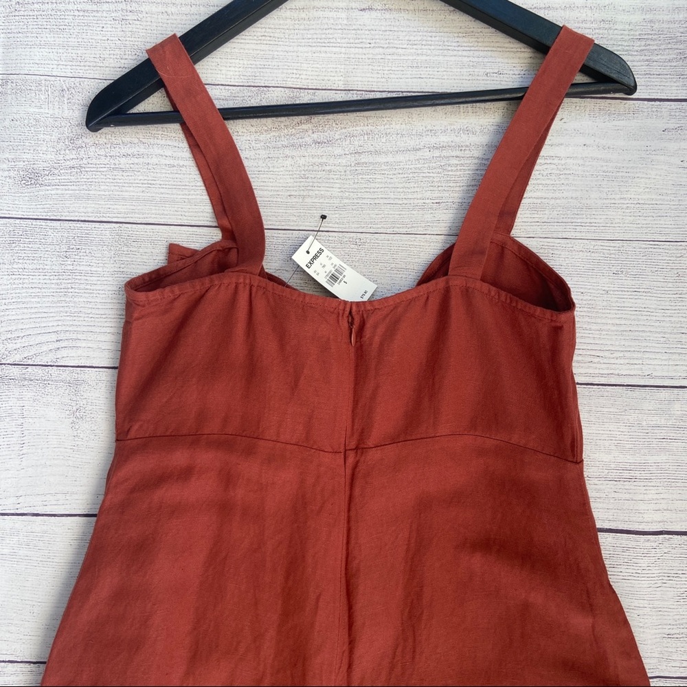 EXPRESS Linen-Blend Tie Front Culotte Jumpsuit - Picture 11 of 13